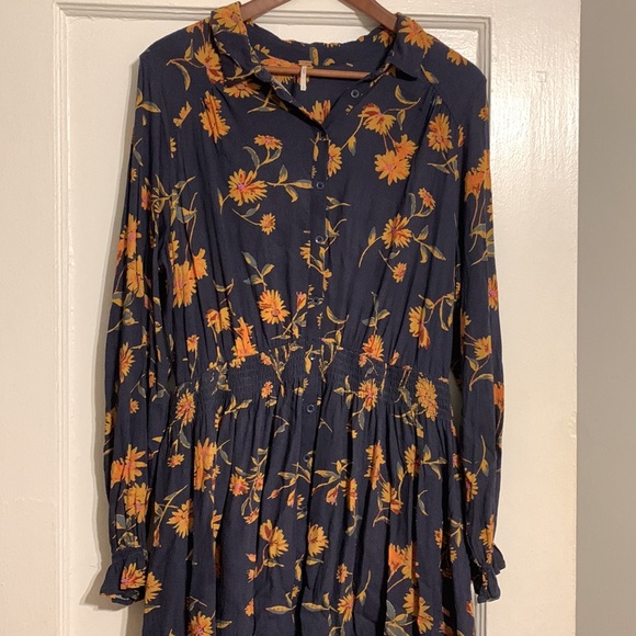 🍂🍁 Free People Buttondown Mini Dress Sz L - Picture 2 of 9